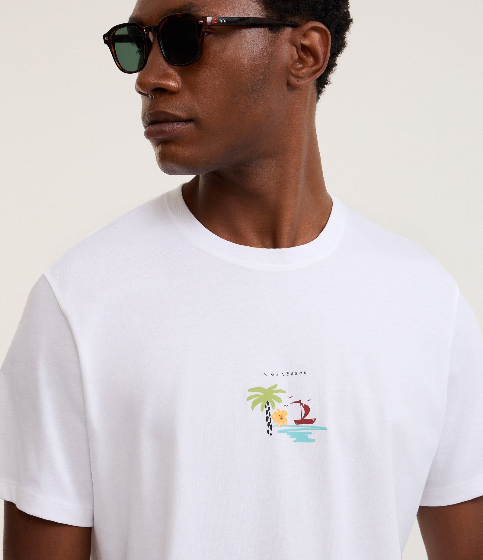 Camiseta Regular em Algodão com Estampa High Season Aquarela Branco 5