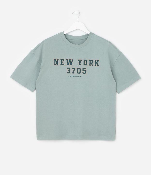 Camiseta Infantil com Estampa New York Frente e Costas - Tam 5 a 14 anos