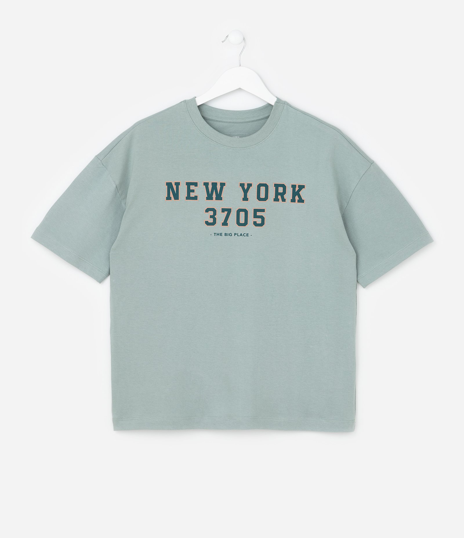Camiseta Infantil com Estampa New York Frente e Costas - Tam 5 a 14 anos Verde 1