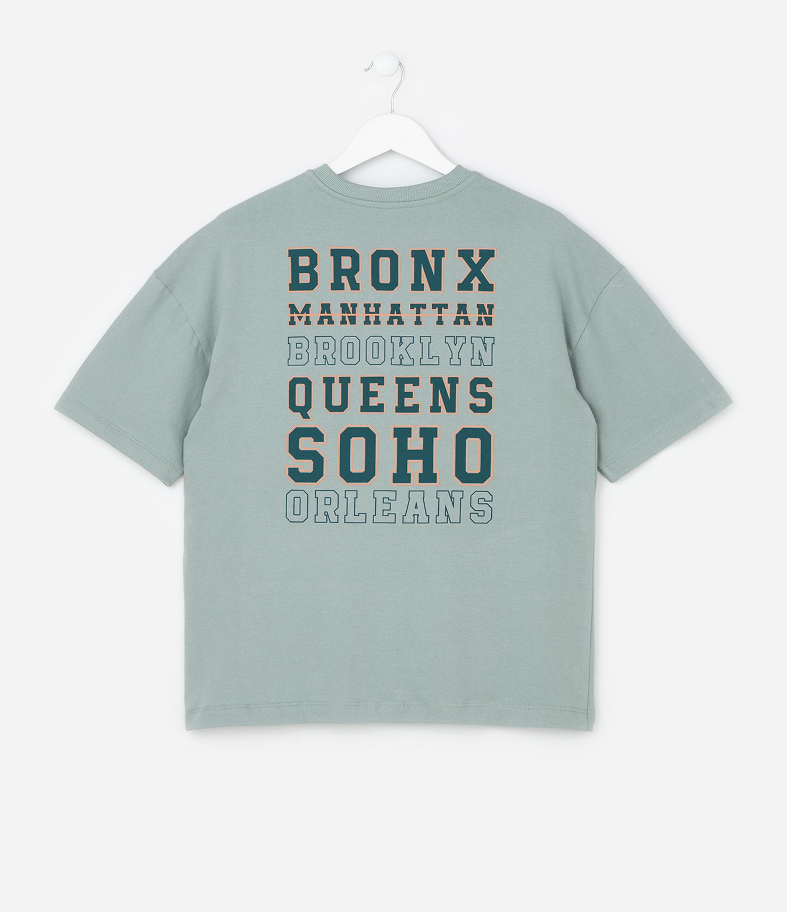 Camiseta Infantil com Estampa New York Frente e Costas - Tam 5 a 14 anos Verde 2