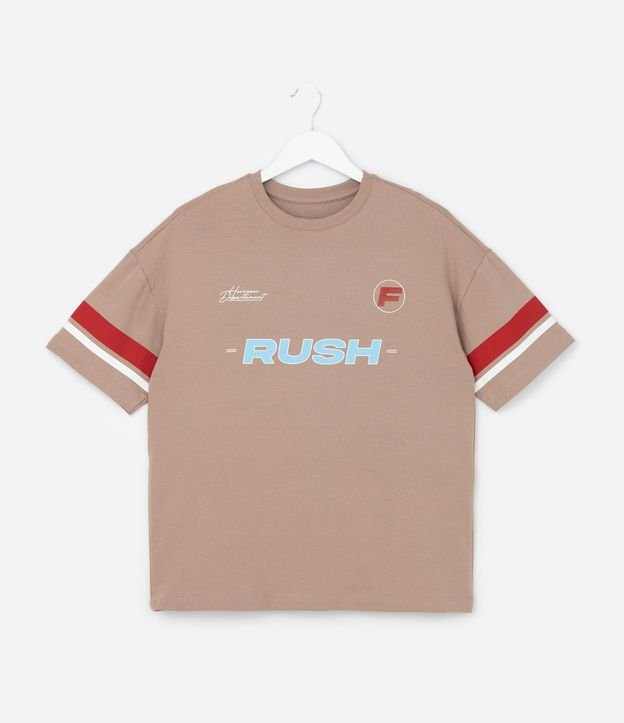 Camiseta Infantil com Listras e Lettering - Tam 5 a 14 Anos