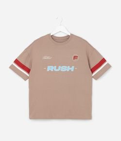 Camiseta Infantil com Listras e Lettering - Tam 5 a 14 Anos