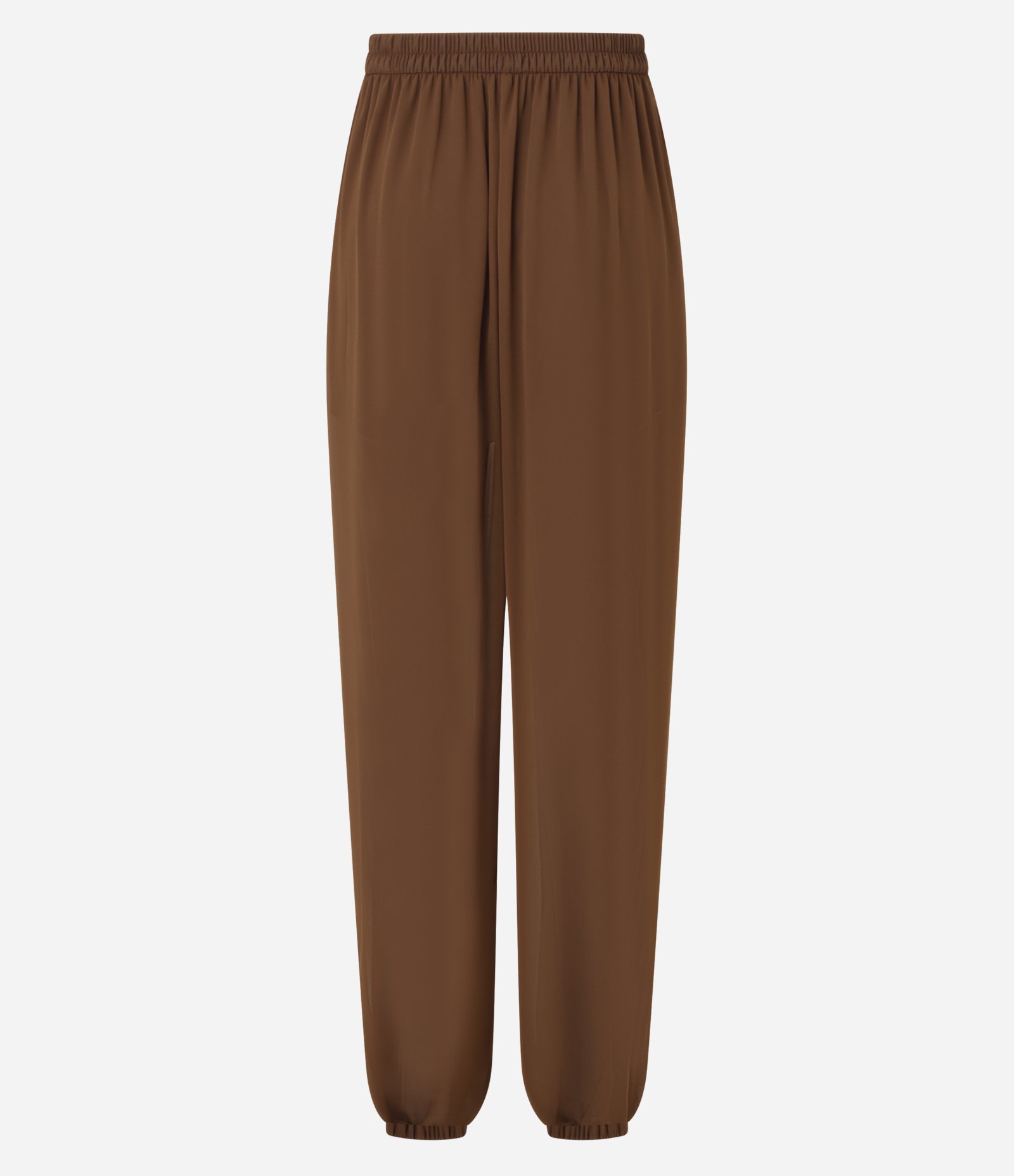 Calça Balloon em Crepe com Transparência e Cós Reto Marrom 7