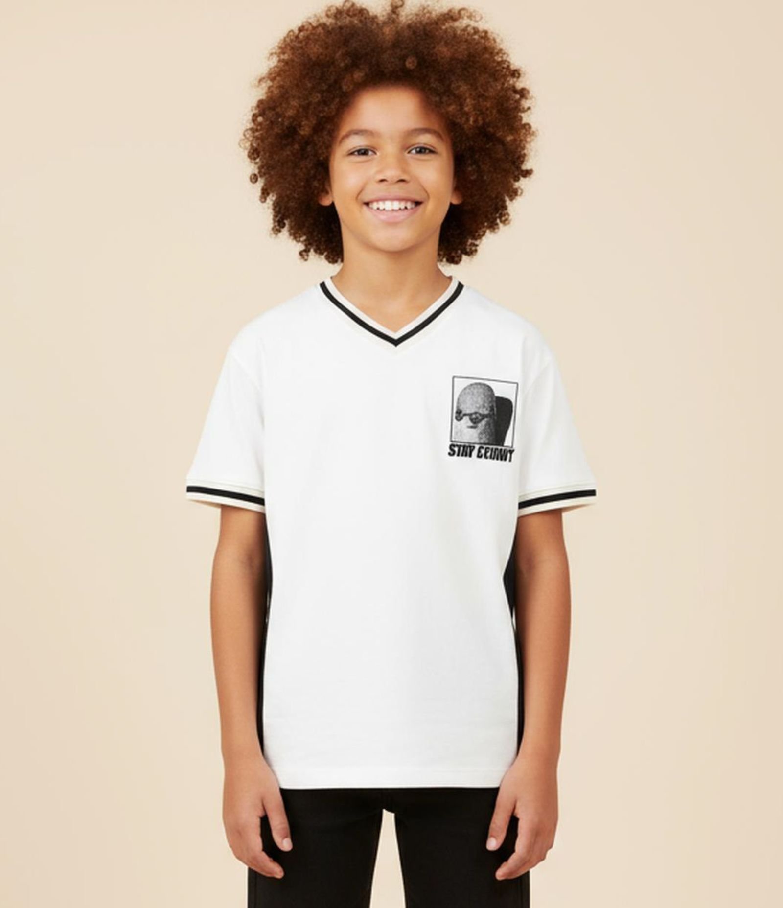 Camiseta Infantil com Estampa e Lettering Stay Steady - Tam 5 a 14 Anos Branco 1