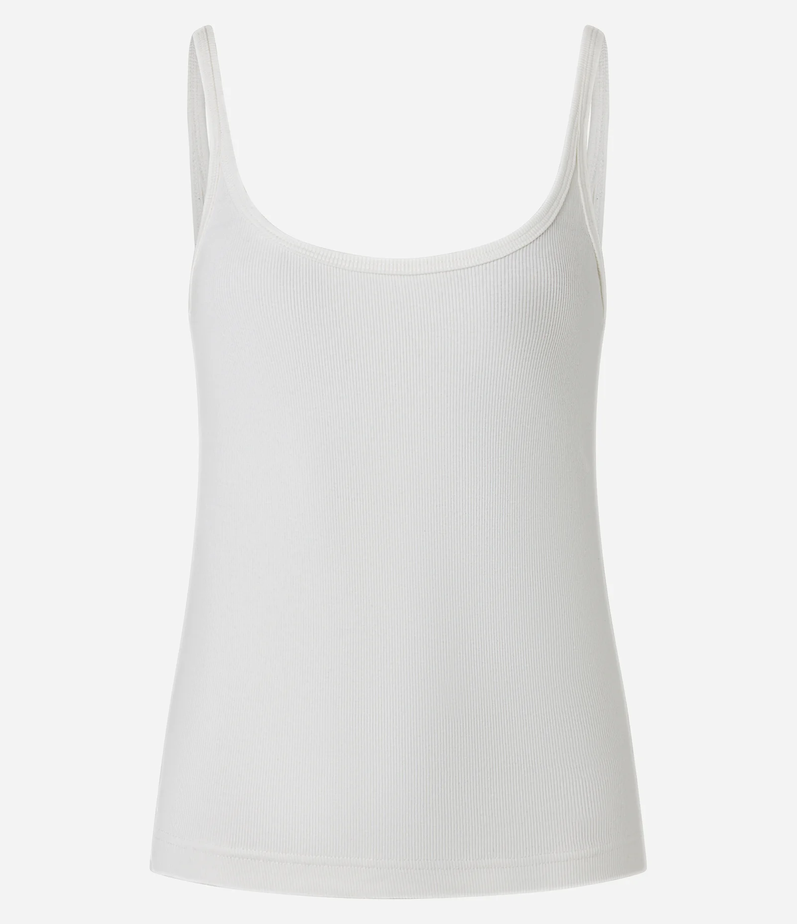 Blusa Canelada em Ribana com Decote U e Alça Fina Branco 1