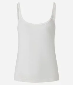 Blusa Canelada em Ribana com Decote U e Alça Fina