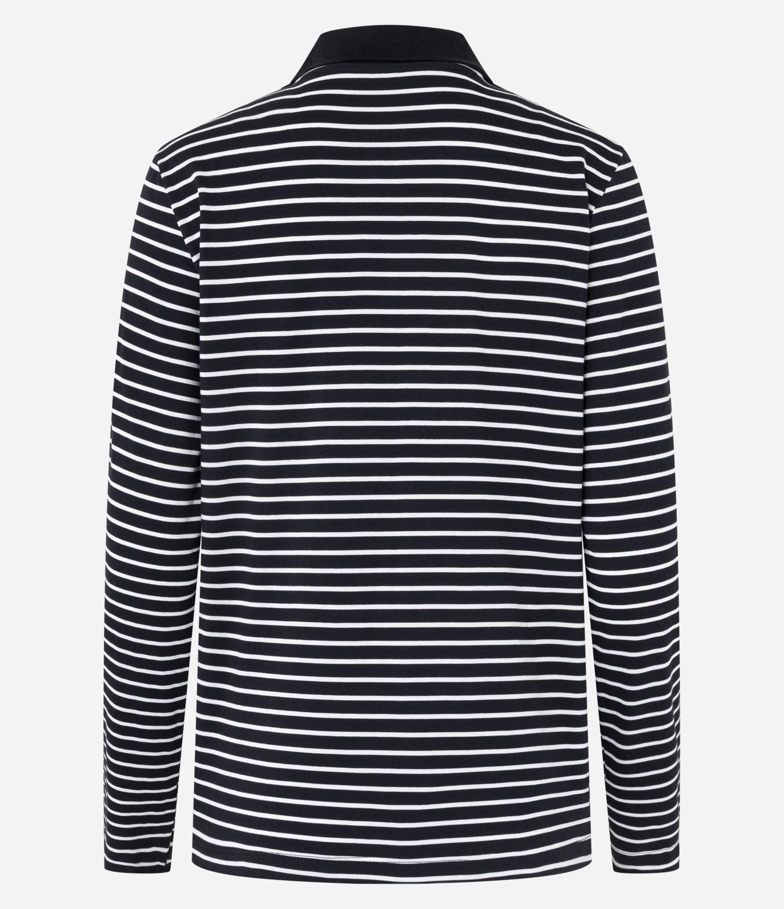 Blusa Listrada em Algodão com Gola Polo e Bordado Coração Preto/Branco 7