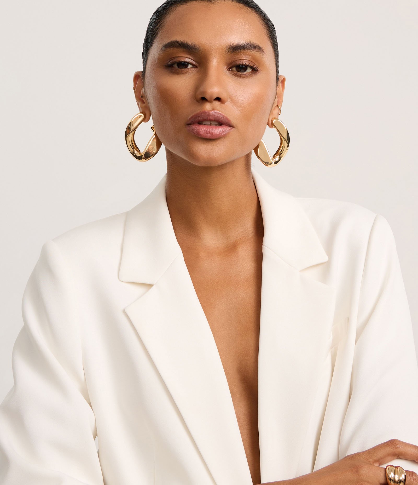Blazer Regular em Alfaiataria com Botões e Bolsos Frontais Off White 3