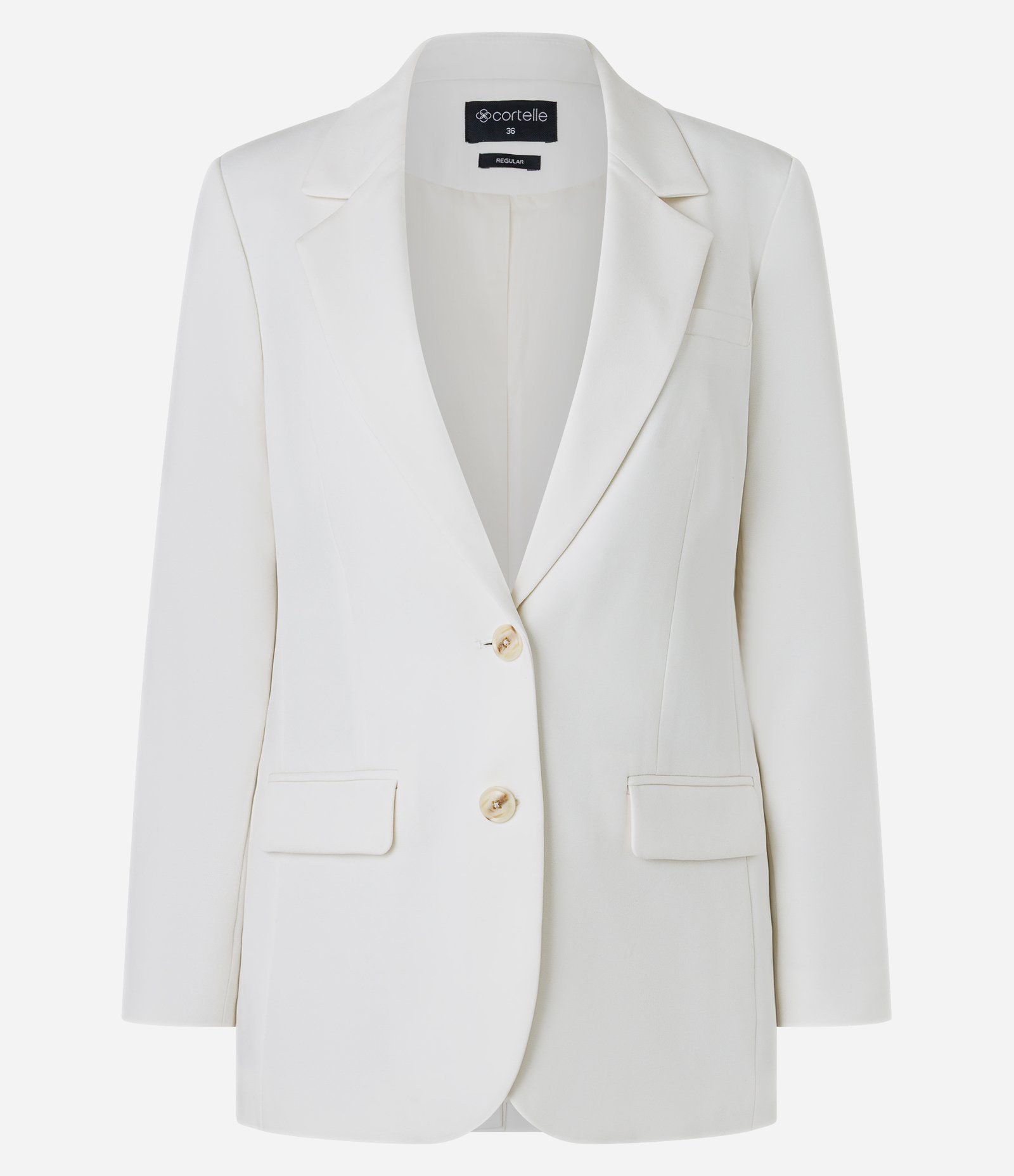 Blazer Regular em Alfaiataria com Botões e Bolsos Frontais Off White 6