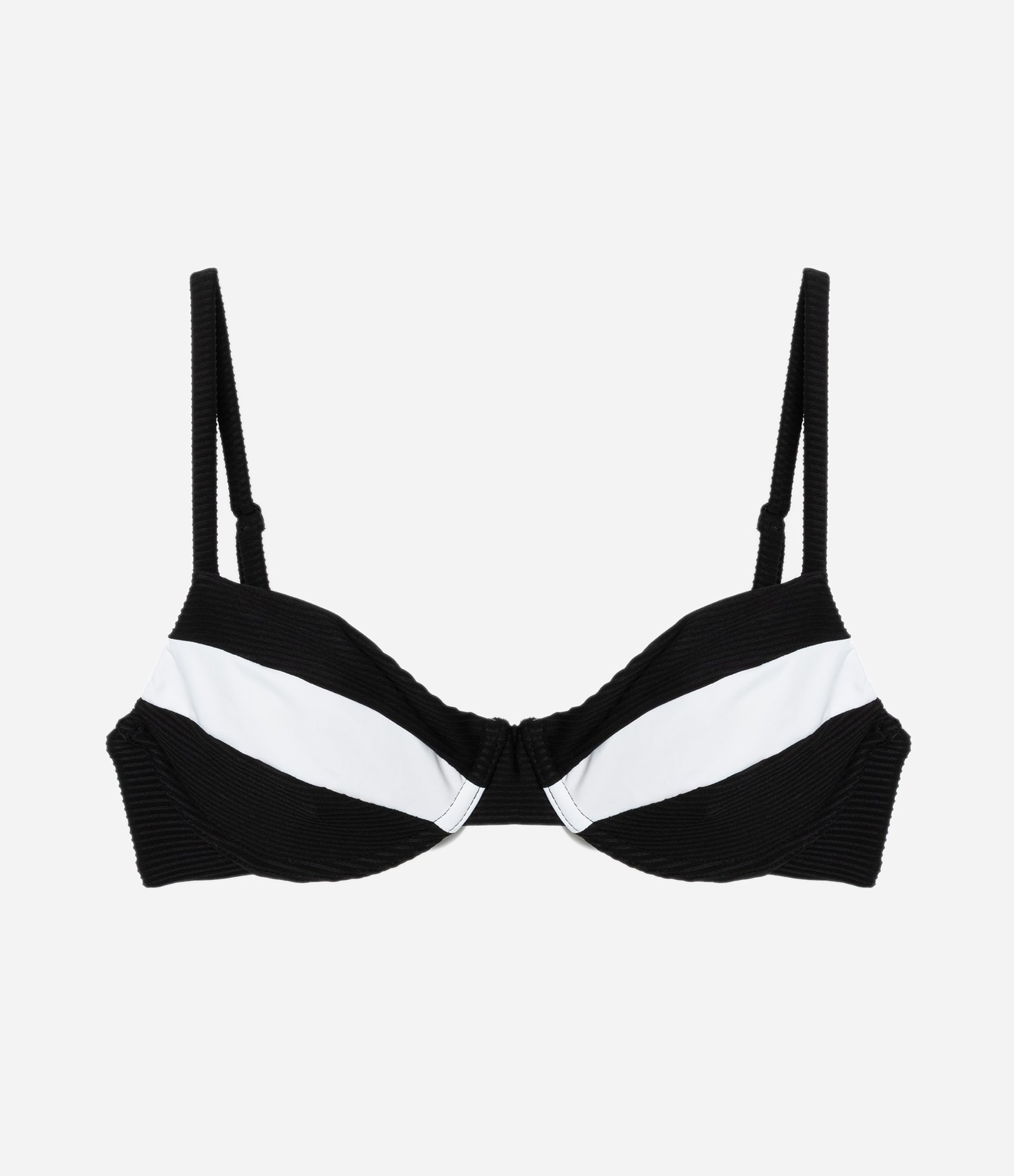 Biquíni Top Meia Taça em Microfibra Canelada Bicolor Preto/Branco 5