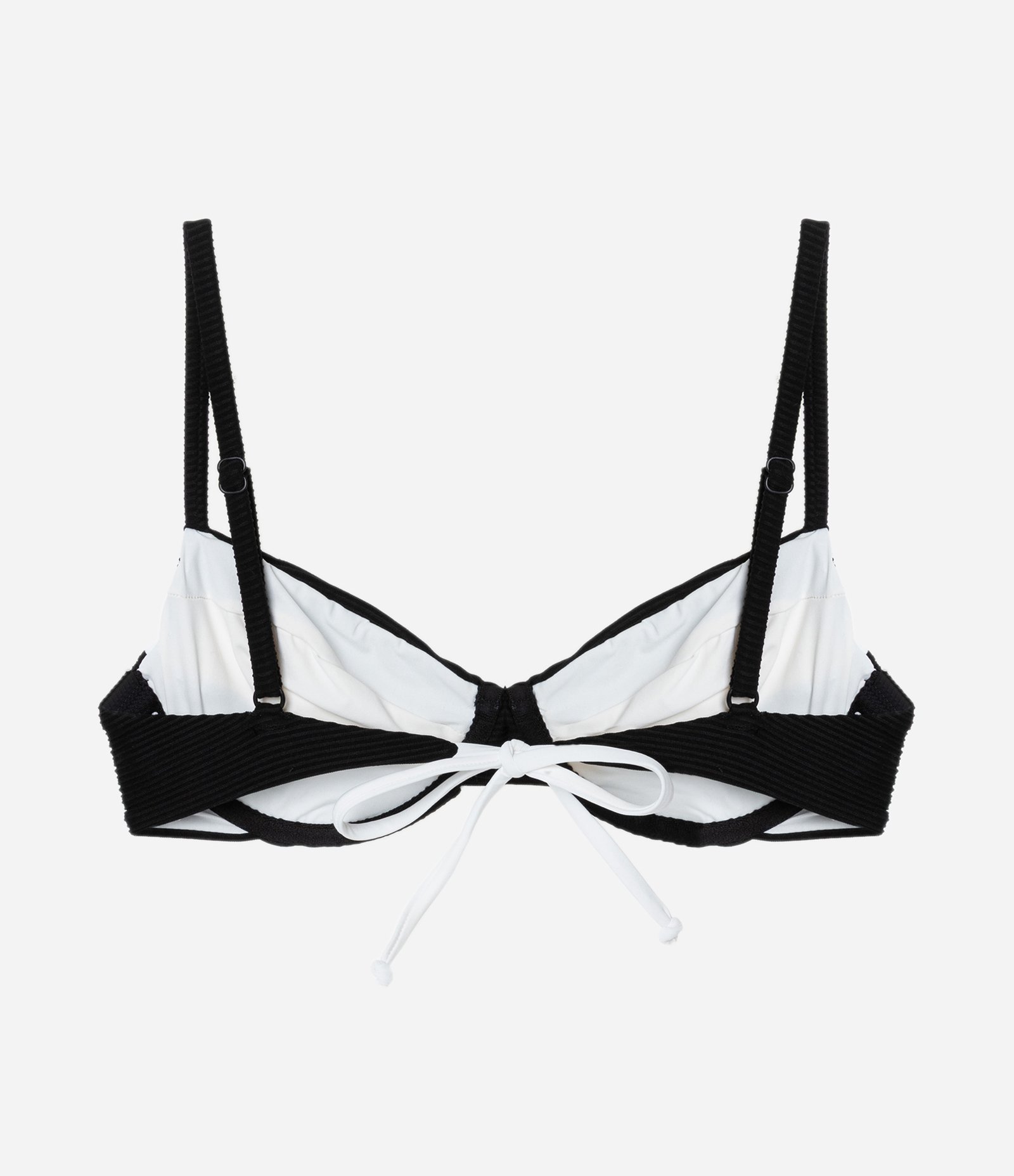 Biquíni Top Meia Taça em Microfibra Canelada Bicolor Preto/Branco 6