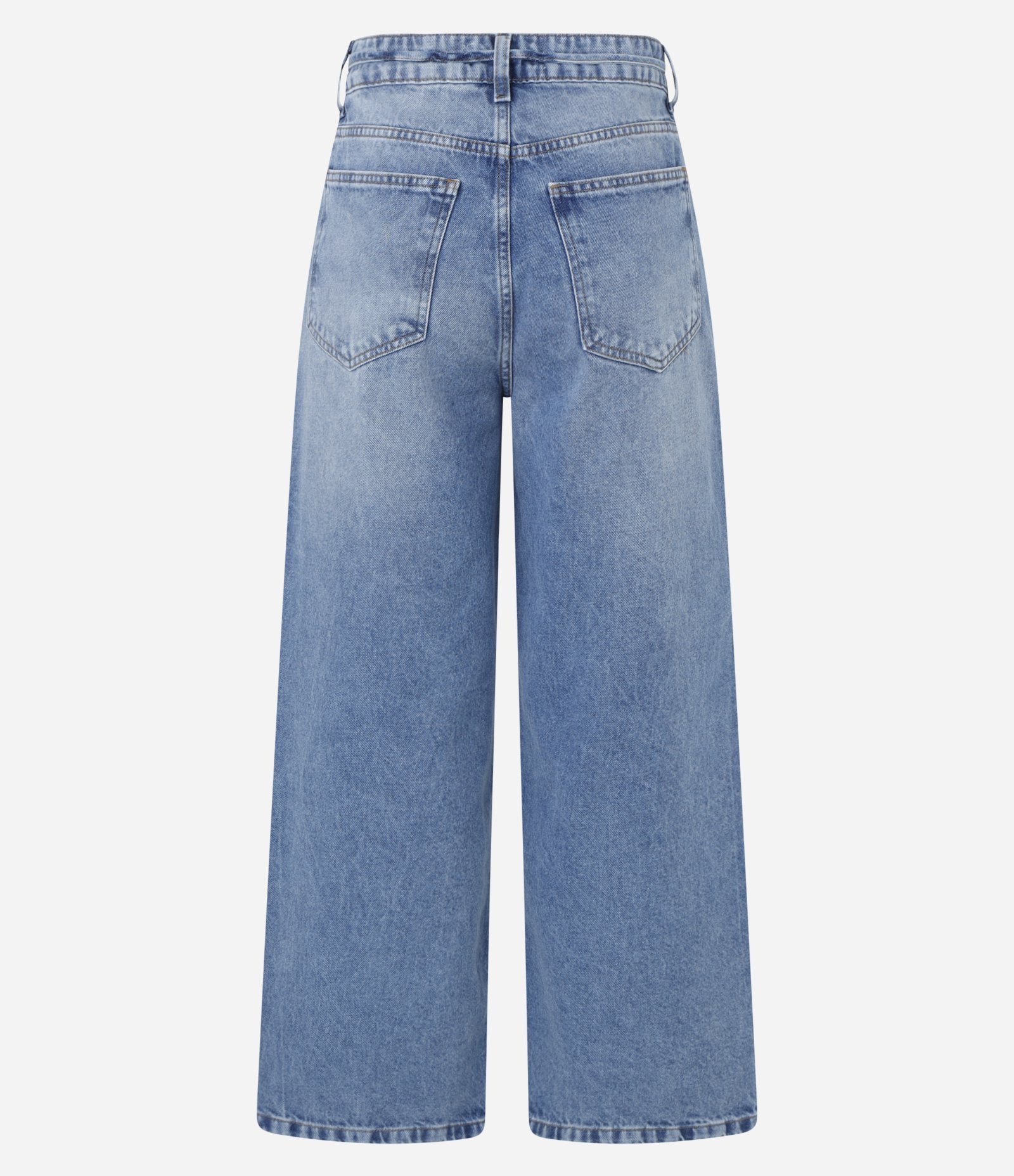 Calça Reta Cropped em Jeans com Amarração no Cós Azul 6