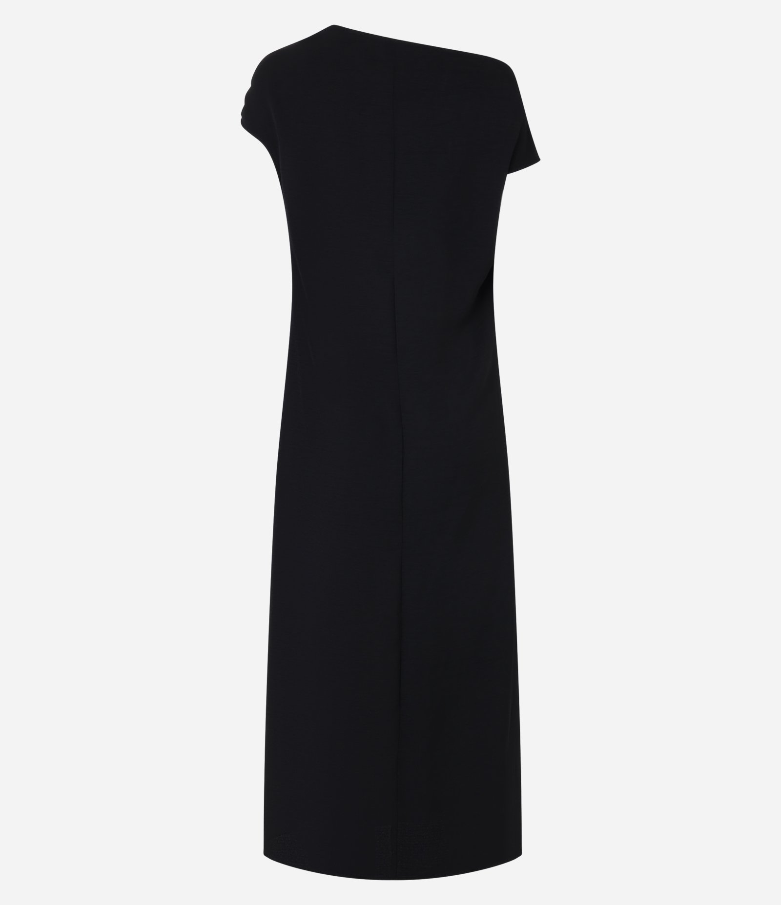 Vestido New Midi com Ombro Assimétrico Drapeado e Fenda Lateral Preto 6