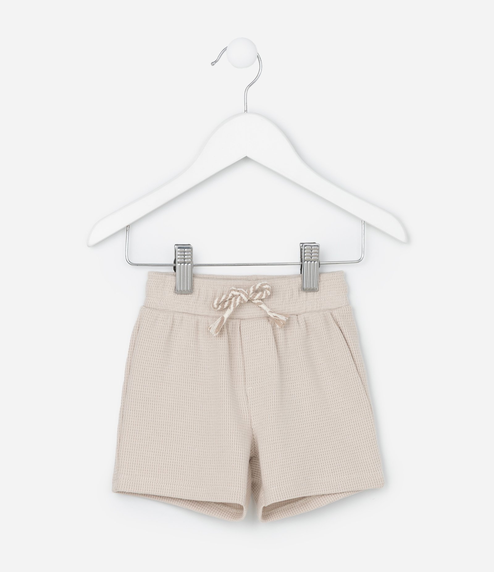 Bermuda Infantil com Textura Waffle - Tam 0 a 18 meses Bege 1