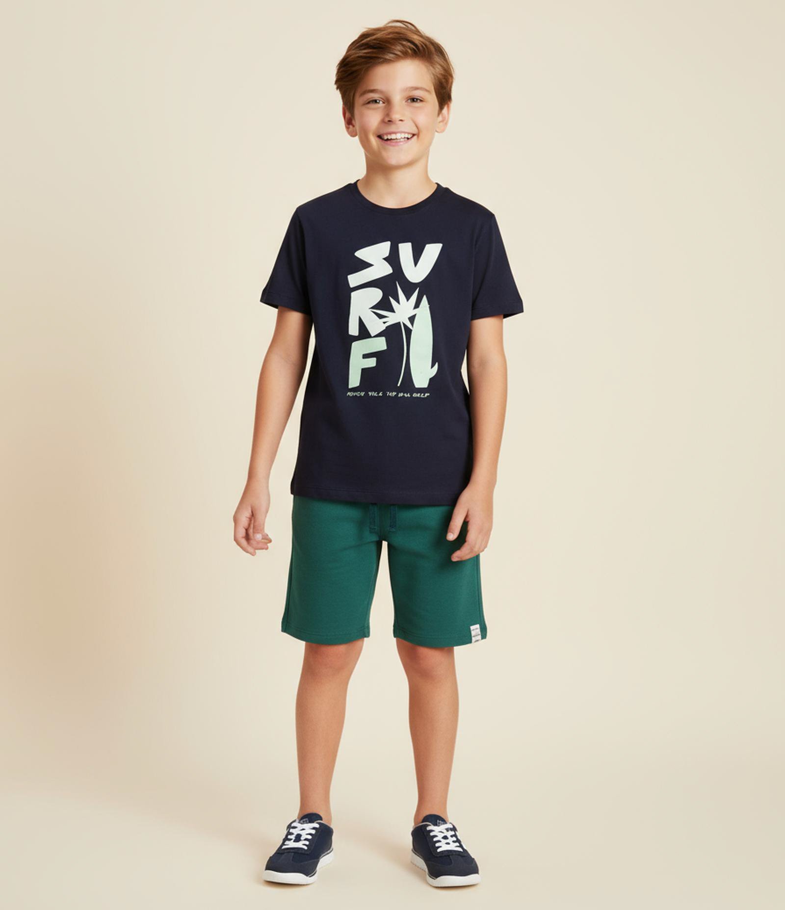 Camiseta Infantil com Estampa Surf - Tam 5 a 14 Anos Azul 1