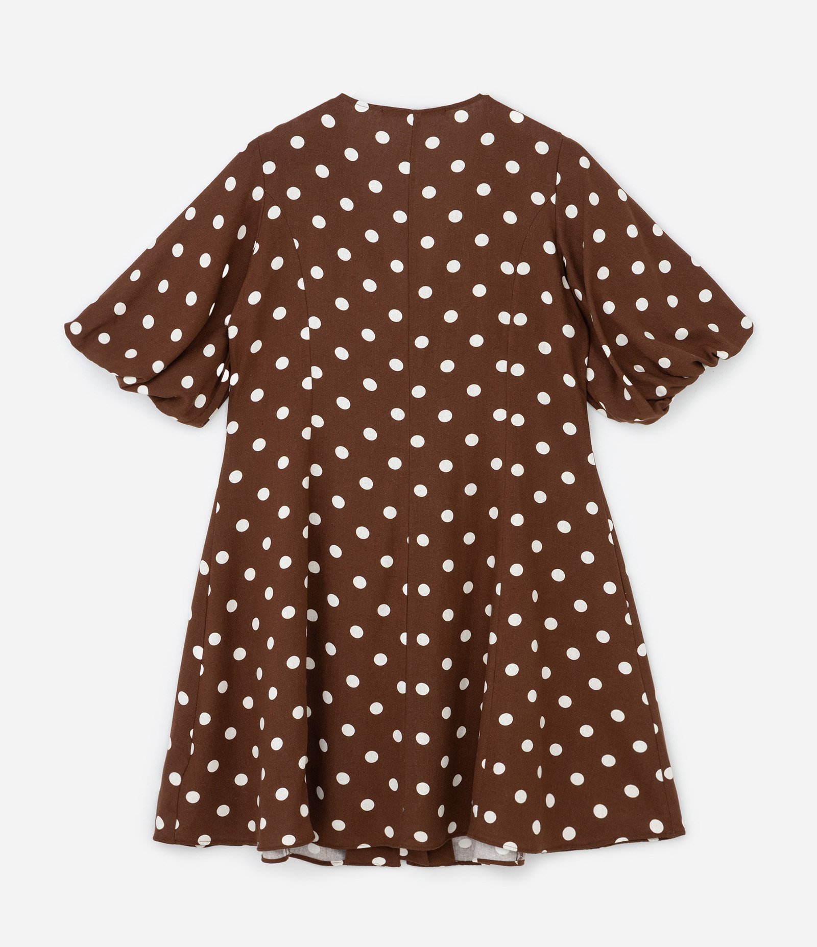 Vestido Curto em Viscolinho Poá com Manga Balonê Curve & Plus Size Marrom 5