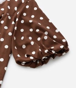 Vestido Curto em Viscolinho Poá com Manga Balonê Curve & Plus Size