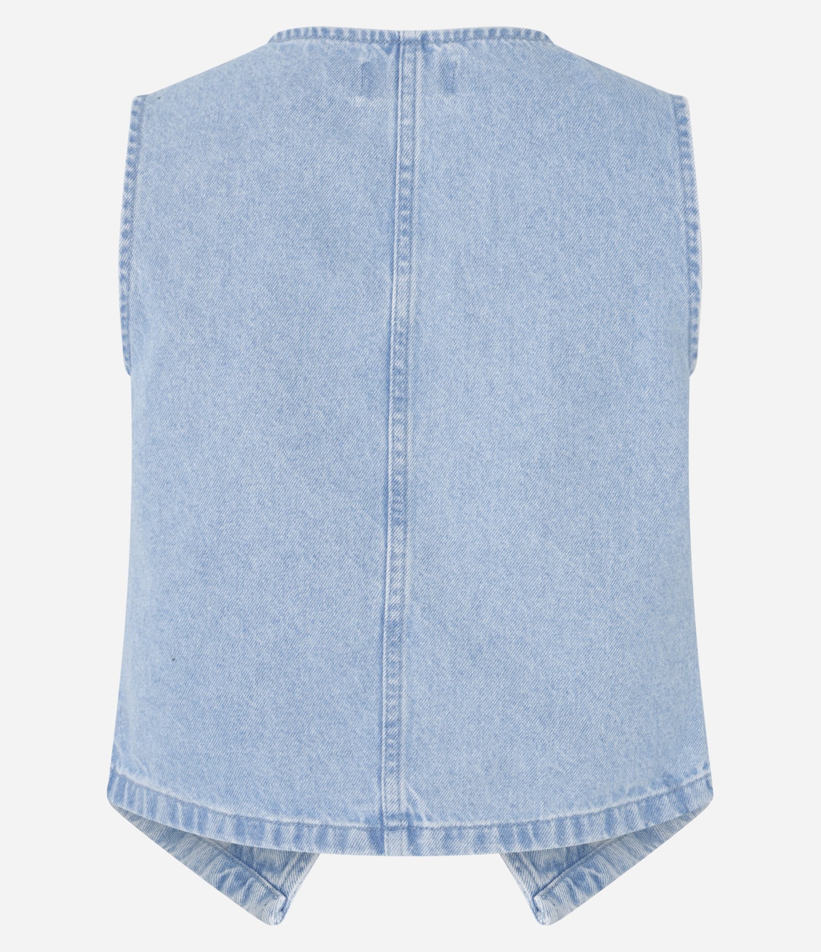 Colete em Jeans com Abotoamento Frontal e Recorte V na Barra Azul 7