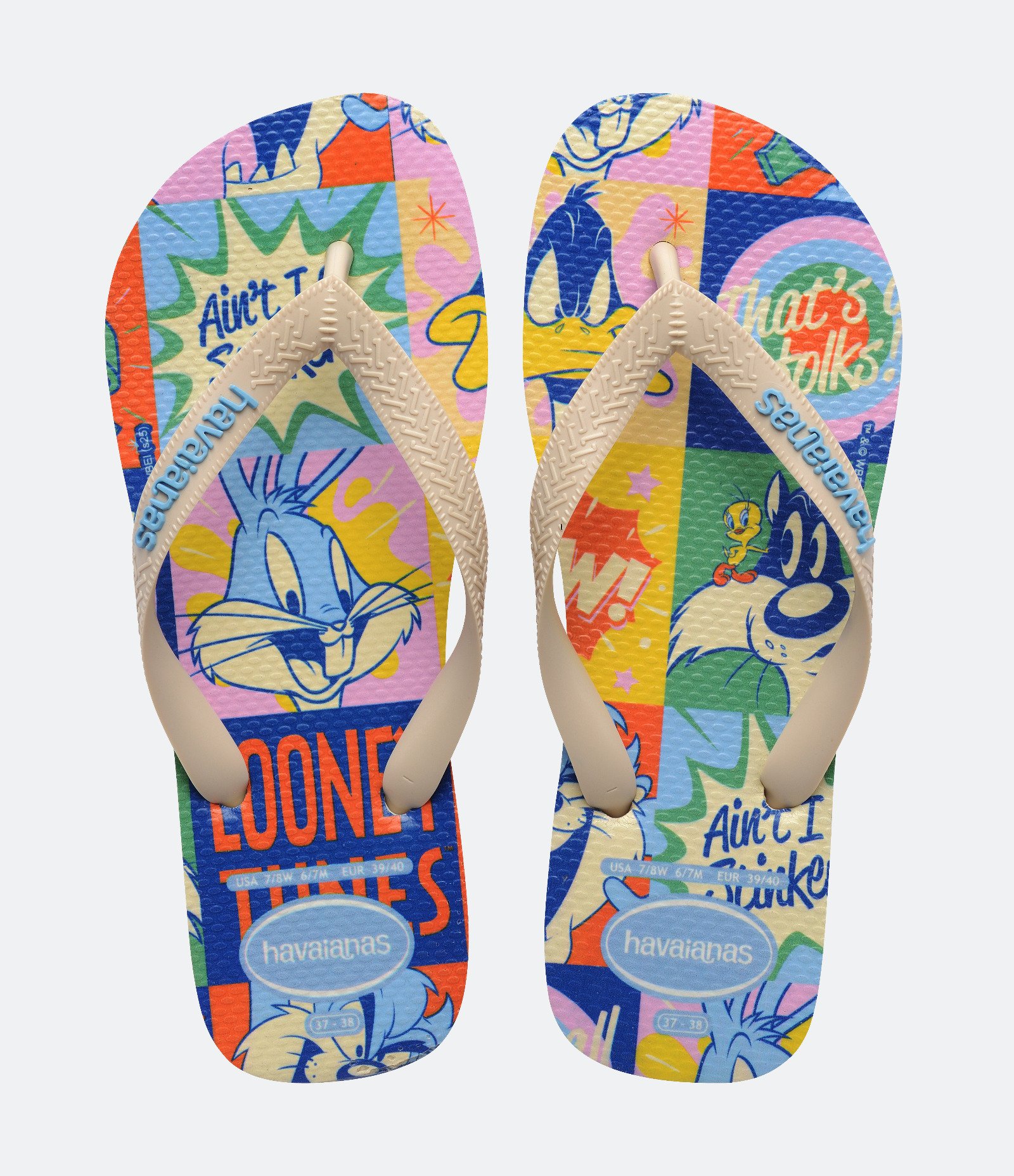 Chinelo com Estampa Looney Tunes Havaianas Bege 1