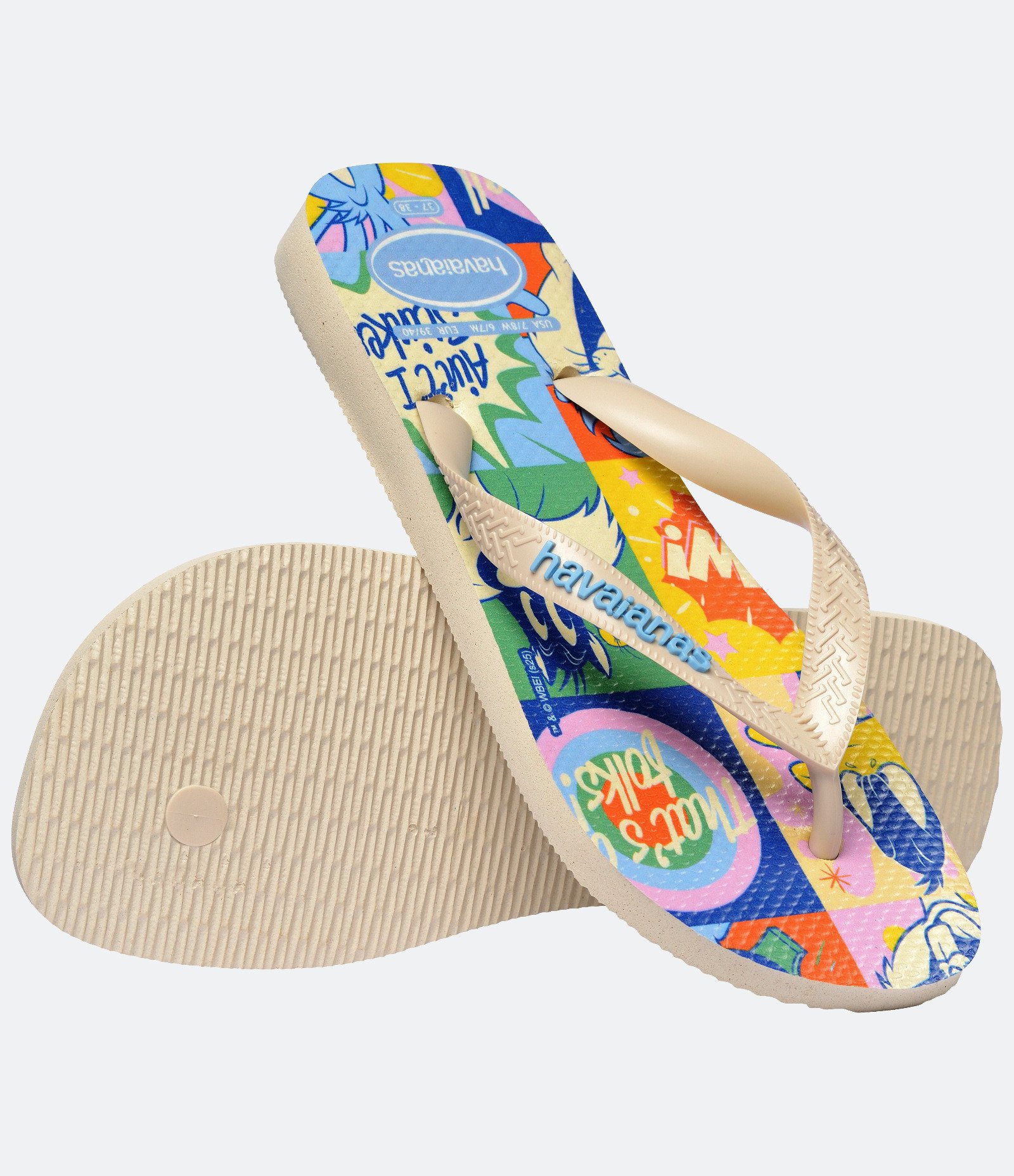 Chinelo com Estampa Looney Tunes Havaianas Bege 4