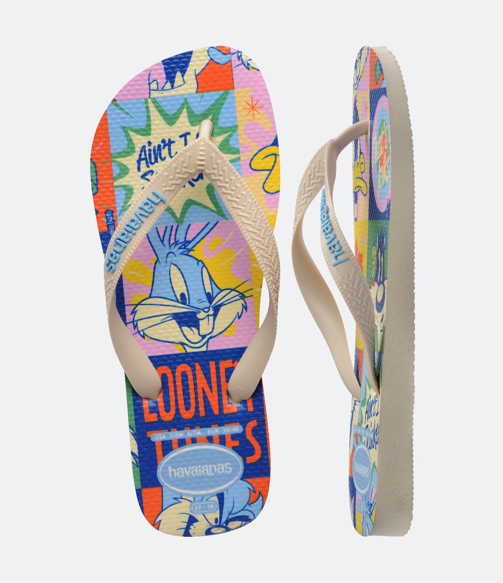 Chinelo com Estampa Looney Tunes Havaianas Bege 5