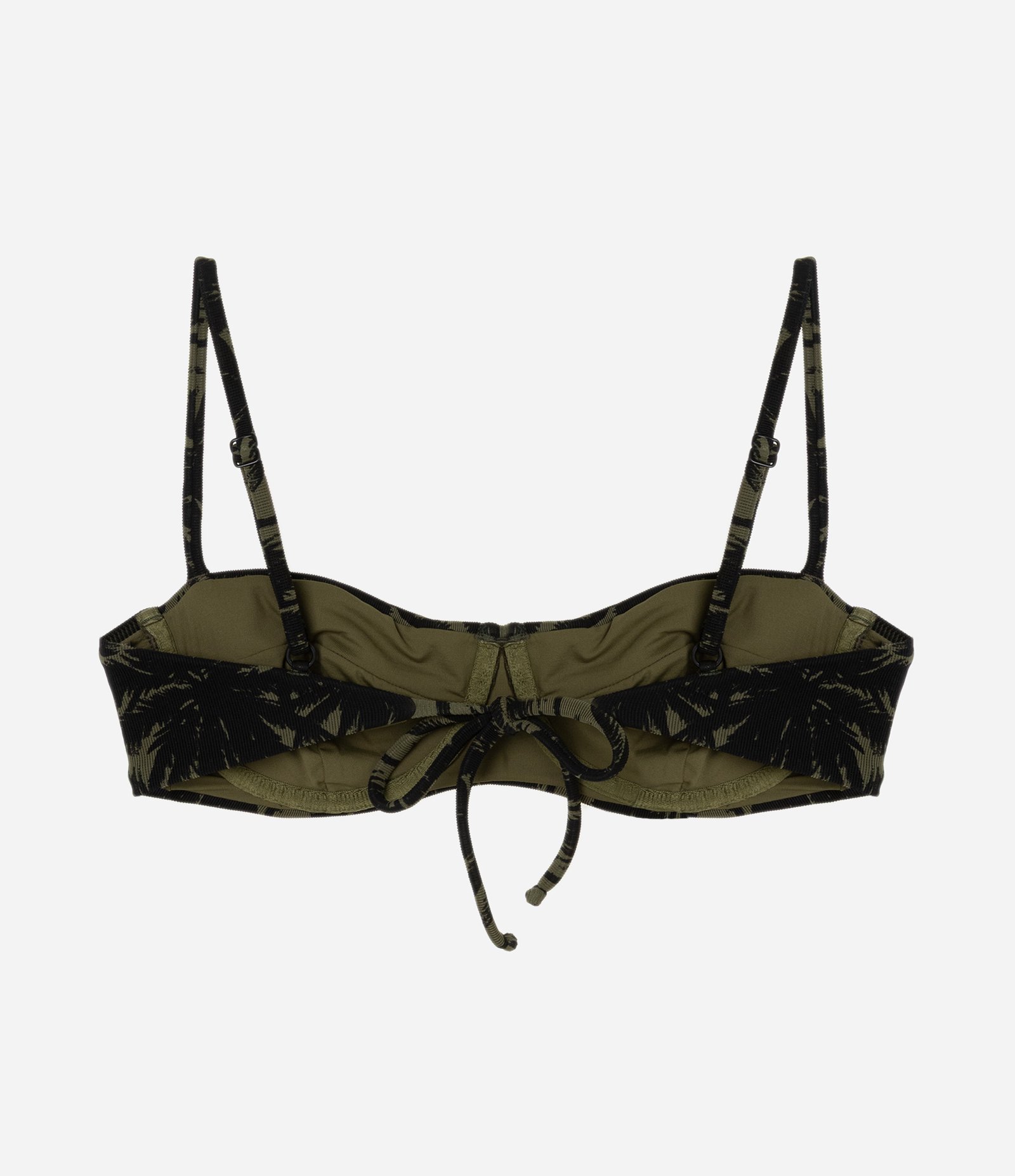 Biquíni Top Meia Taça em Microfibra com Estampa de Folhagem Verde/Preto 7