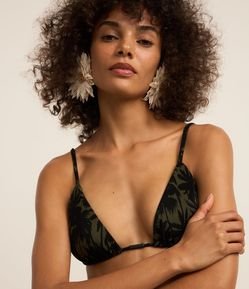 Biquíni Top Cortininha em Microfibra com Estampa de Folhagem