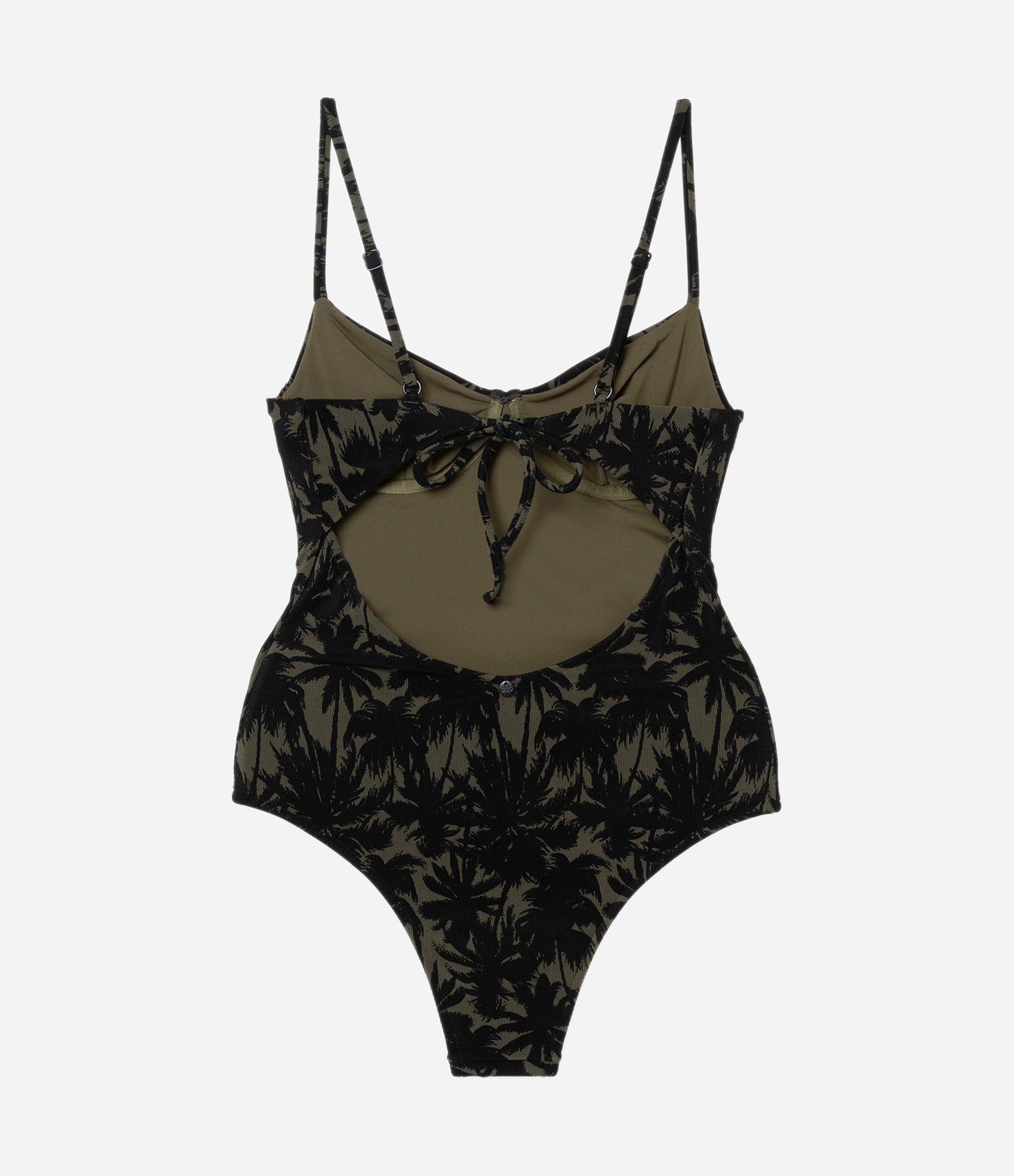 Maiô Meia Taça em Microfibra com Estampa de Folhagem Verde/Preto 6