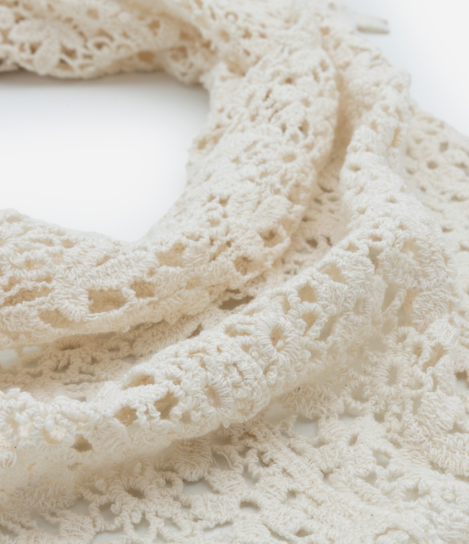 Lenço Triangular em Renda de Algodão Off White 3