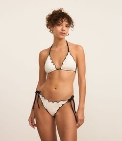 Biquíni Calcinha Lacinho em Microfibra Texturizada com Detalhe Contrastante