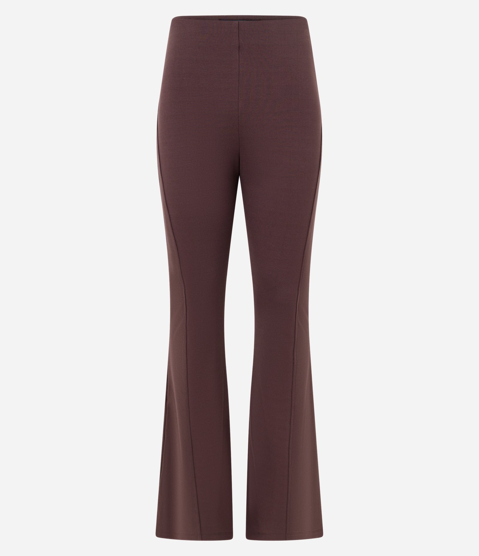 Calça Flare em Ponto Roma com Cós Alto Marrom 1