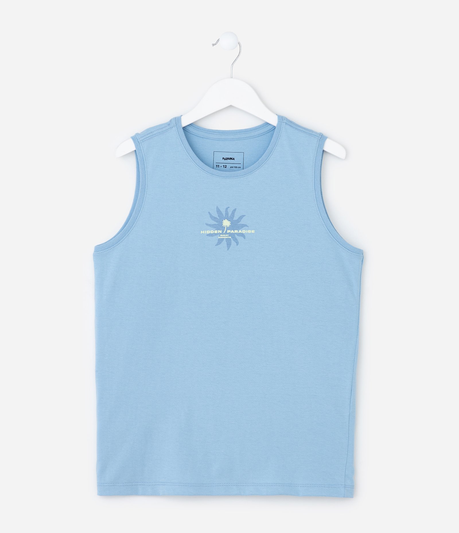 Regata Infantil com Estampa Frente e Costas Paradise  - Tam 5 a 14 Anos Azul 1