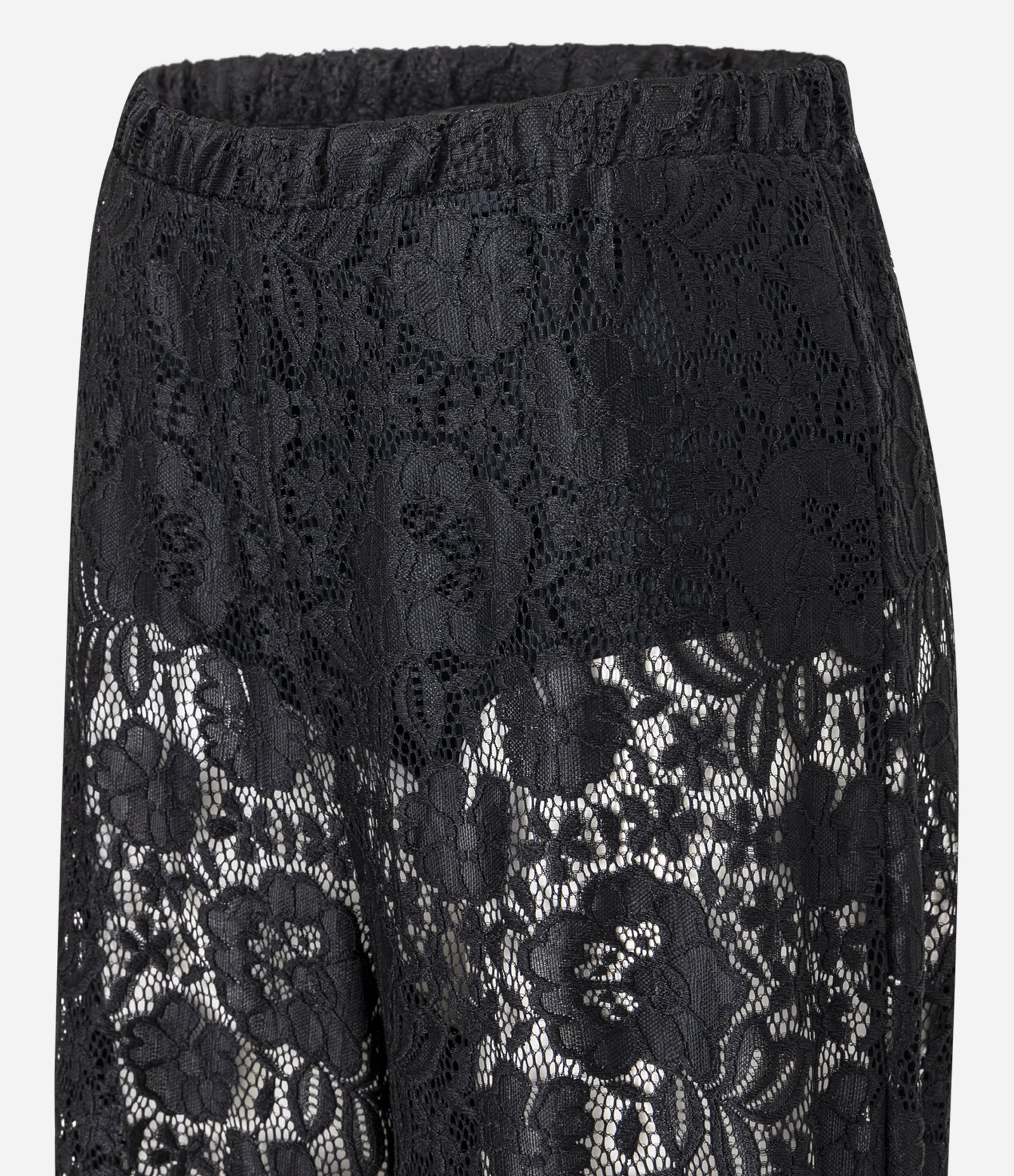 Calça Wide Leg em Renda Texturizada e Forro Hot Pants Preto 7