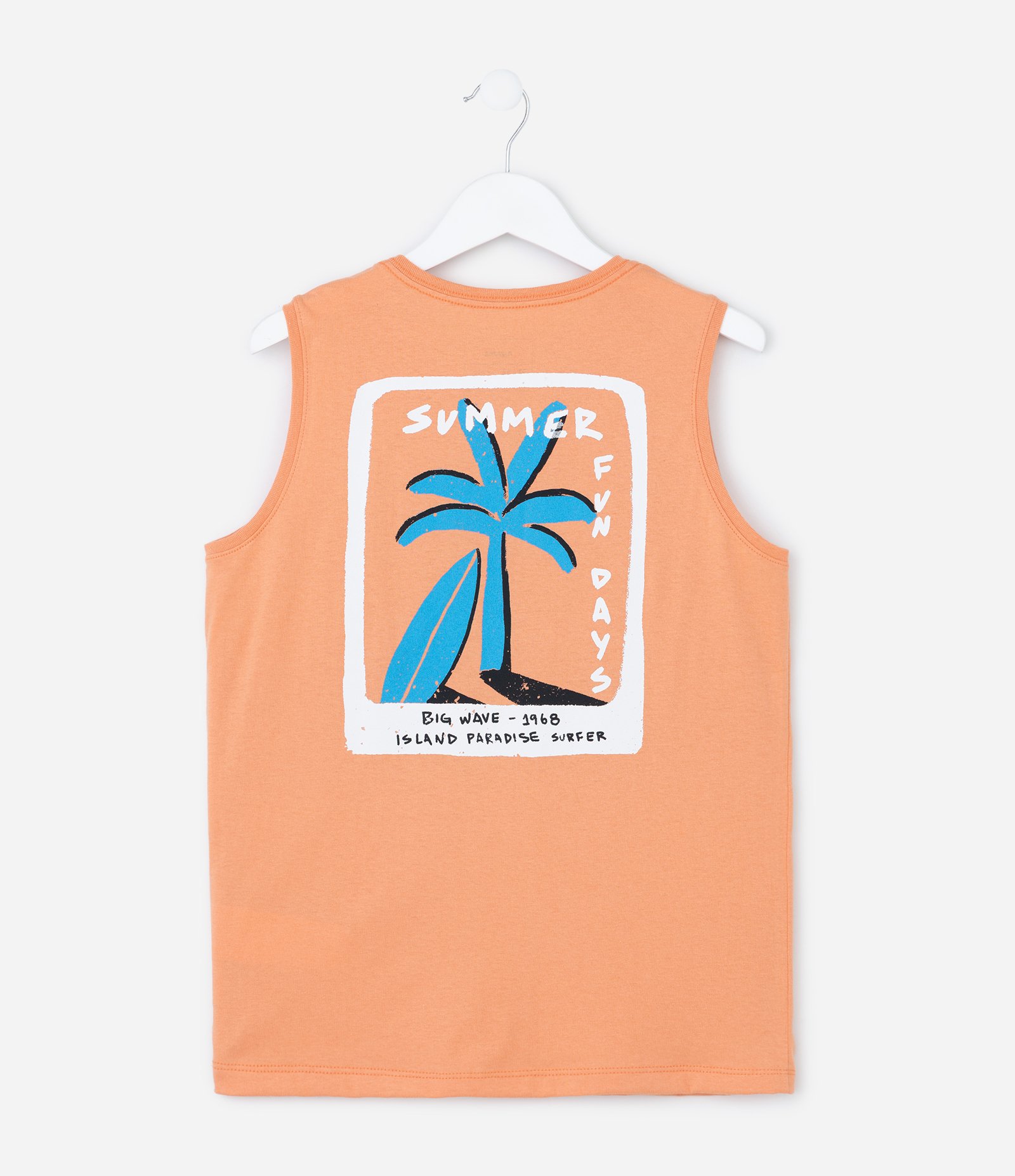 Regata Infantil com Estampa Frente e Costas Coqueiro - Tam 5 a 14 Anos Laranja 2
