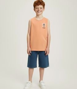 Regata Infantil com Estampa Frente e Costas Coqueiro - Tam 5 a 14 Anos