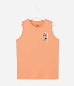 Regata Infantil com Estampa Frente e Costas Coqueiro - Tam 5 a 14 Anos