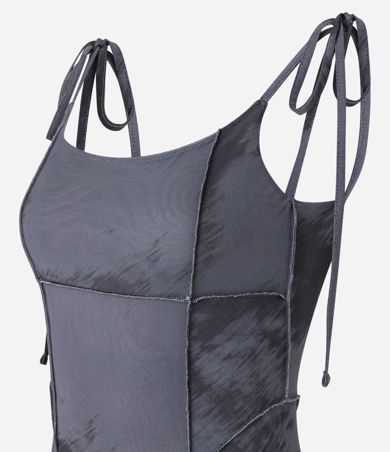 Vestido Longo em Tule com Alça Fina e Estampa Manchadinha Cinza 7