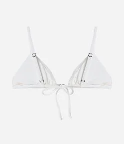 Biquíni Top Cortininha em Microfibra Canelada com Aviamento Central