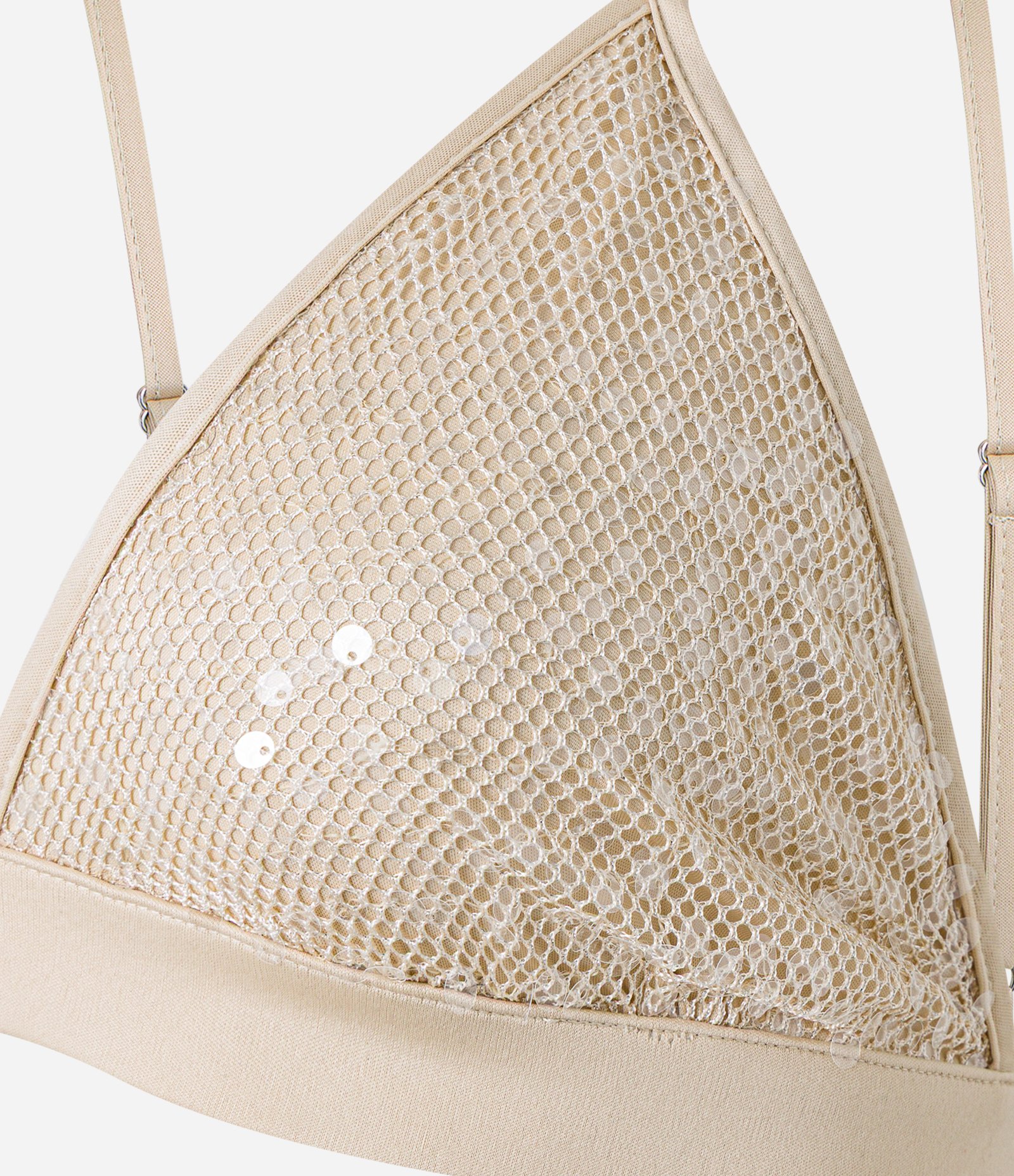 Blusa Top Cropped com Tela e Paetê Dourado 7