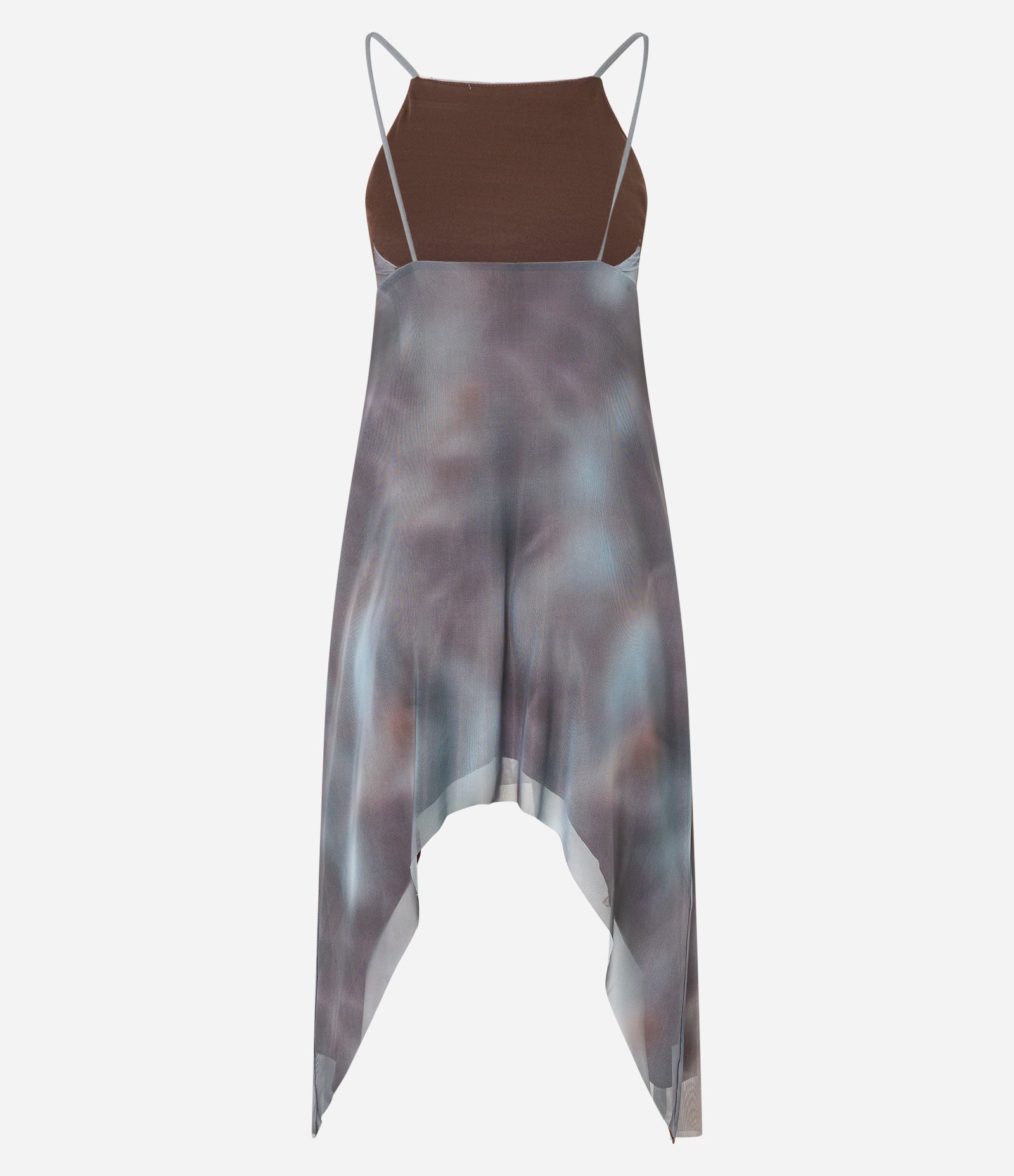 Vestido Curto em Tule com Decote Halter e Estampa Manchada Cinza 8