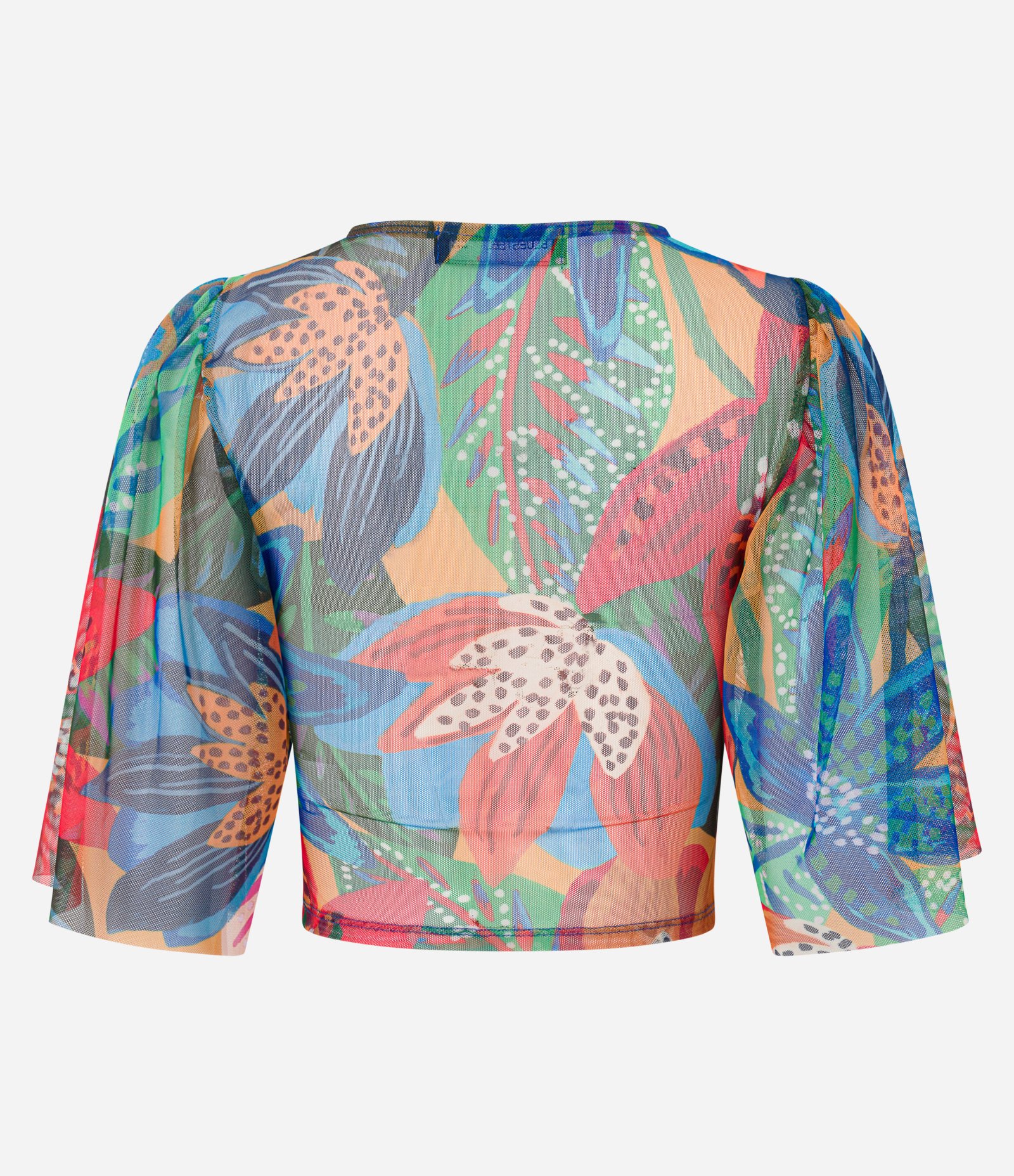 Blusa Cropped em Tule com Estampa Floral Multicores 5