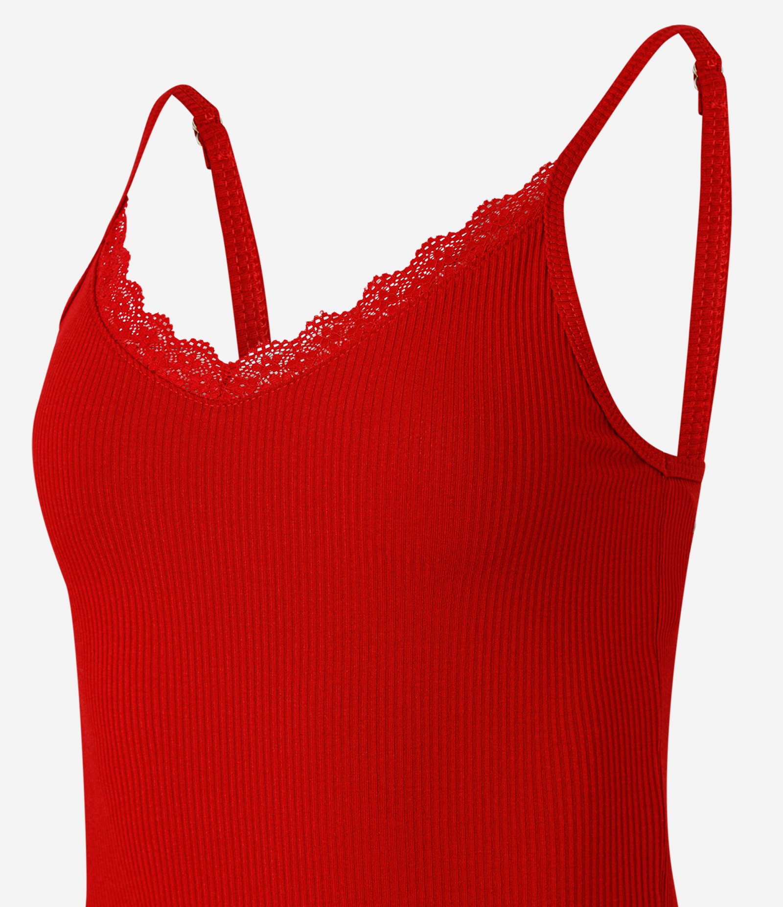 Pijama Short Doll em Ribana com Rendinha e Short Estampado de Mini Pimentas Vermelho 5