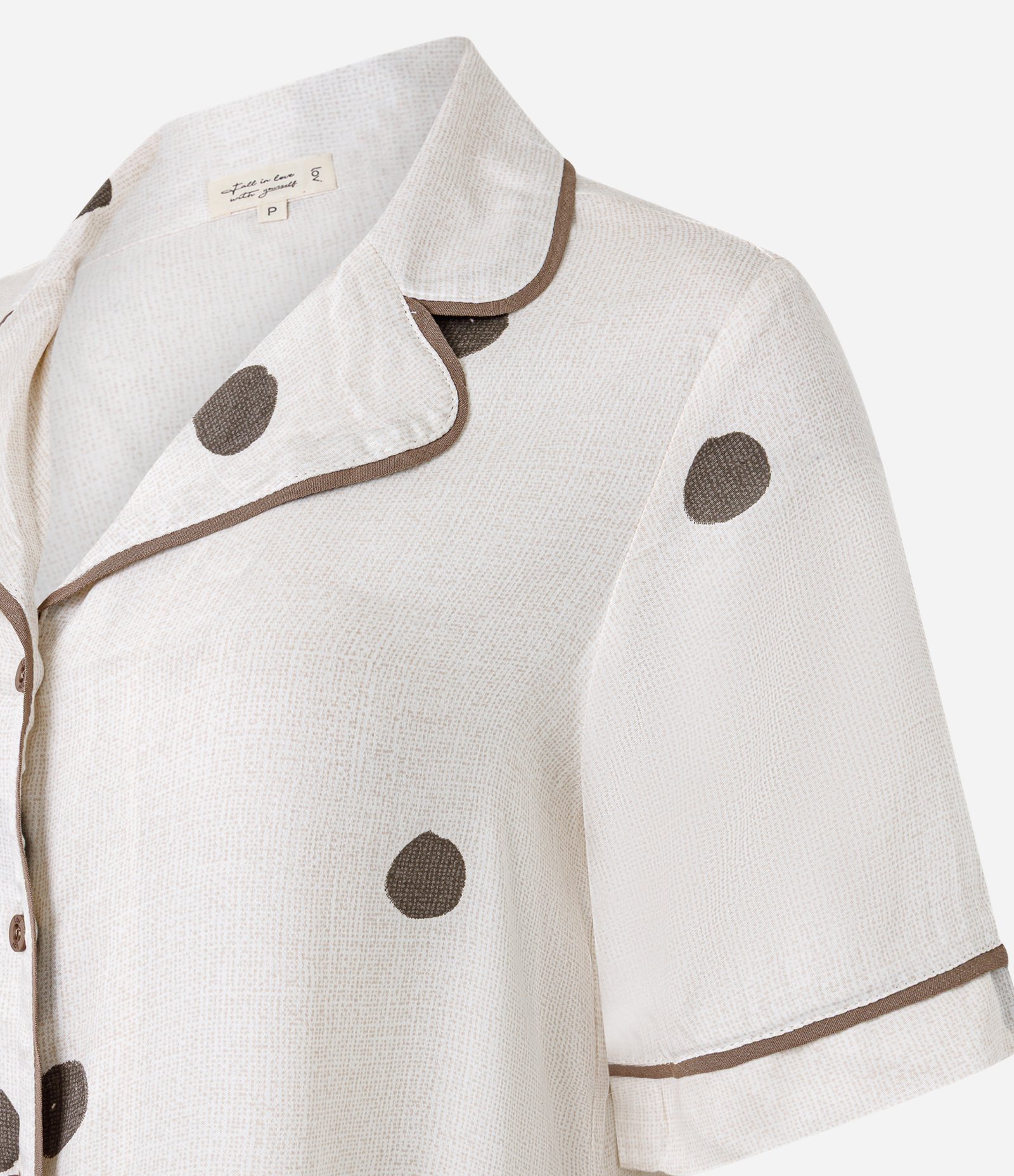 Camisola Americana em Viscose com Estampa Poá Diferenciada Off White 4