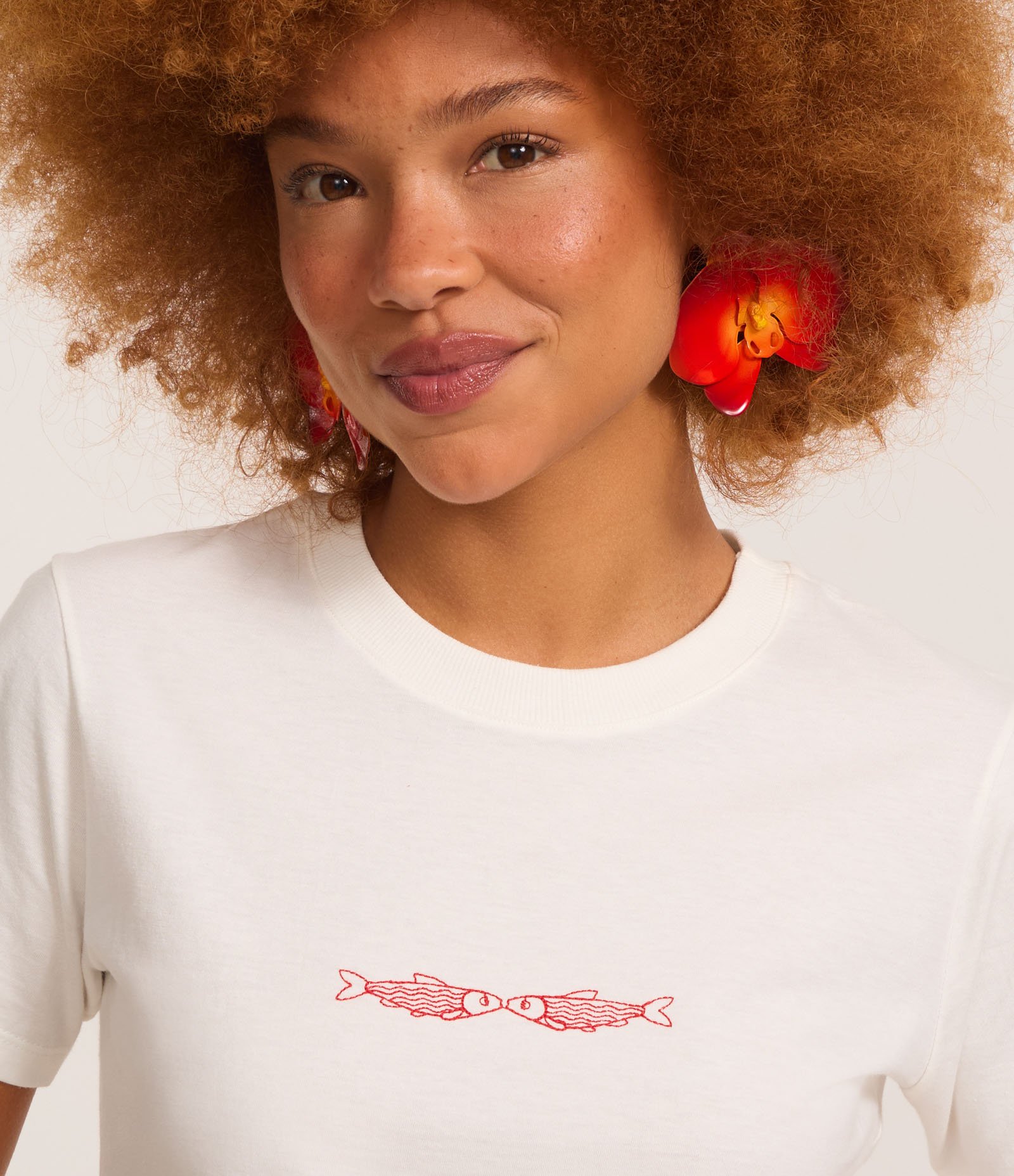 Blusa Baby em Algodão com Estampa Bordada de Peixes Branco 3