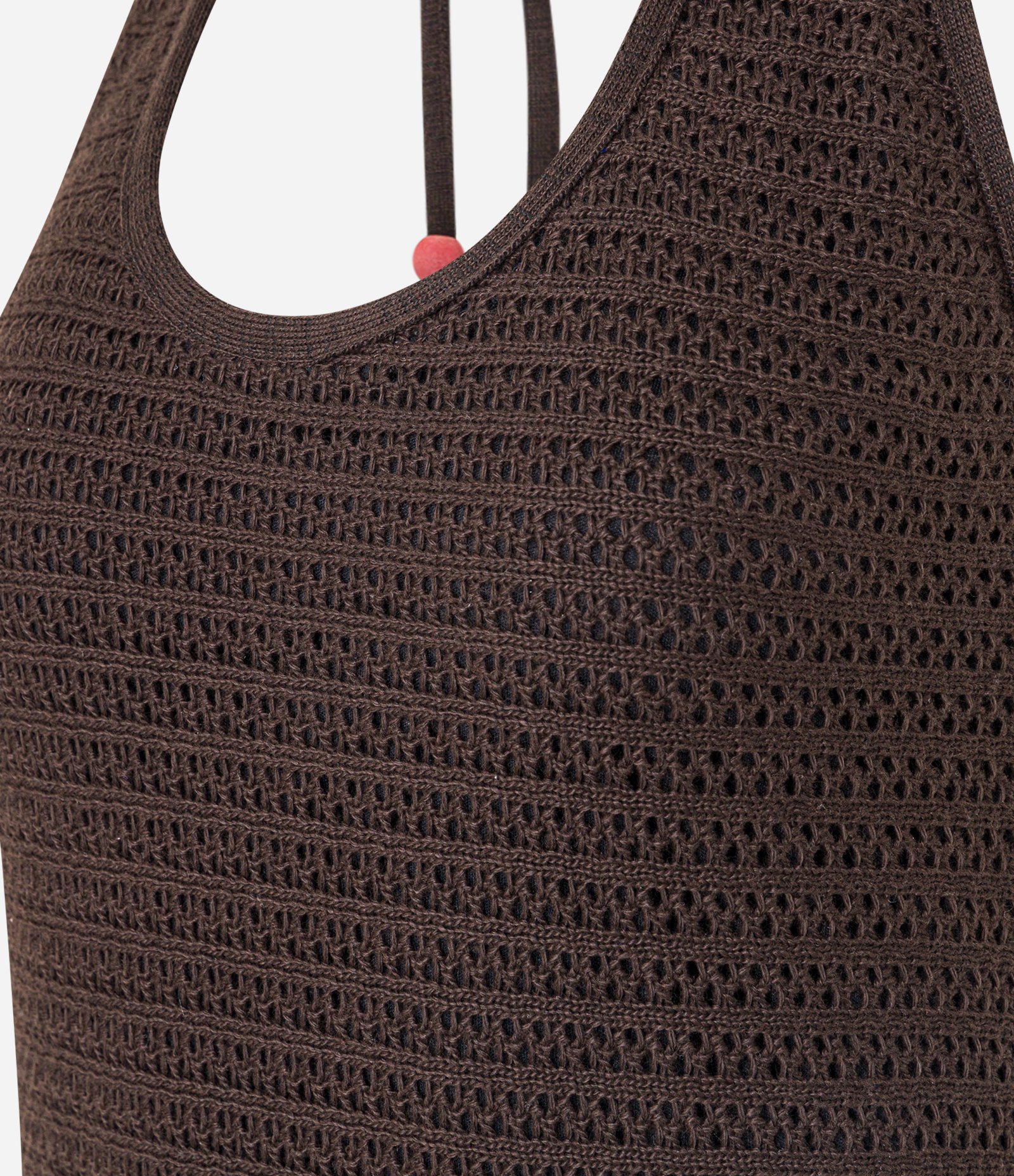 Vestido Longo em Tricô com Decote Frente Única Marrom 8