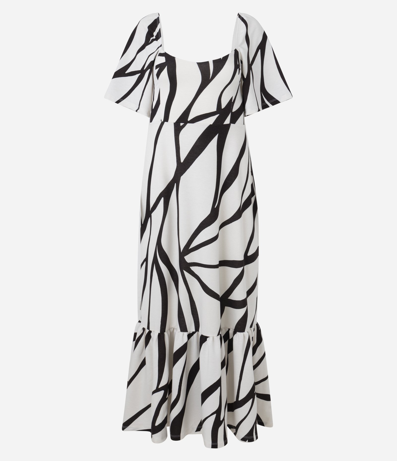 Vestido Godê Midi em Viscose com Estampa Abstrata Off White 6