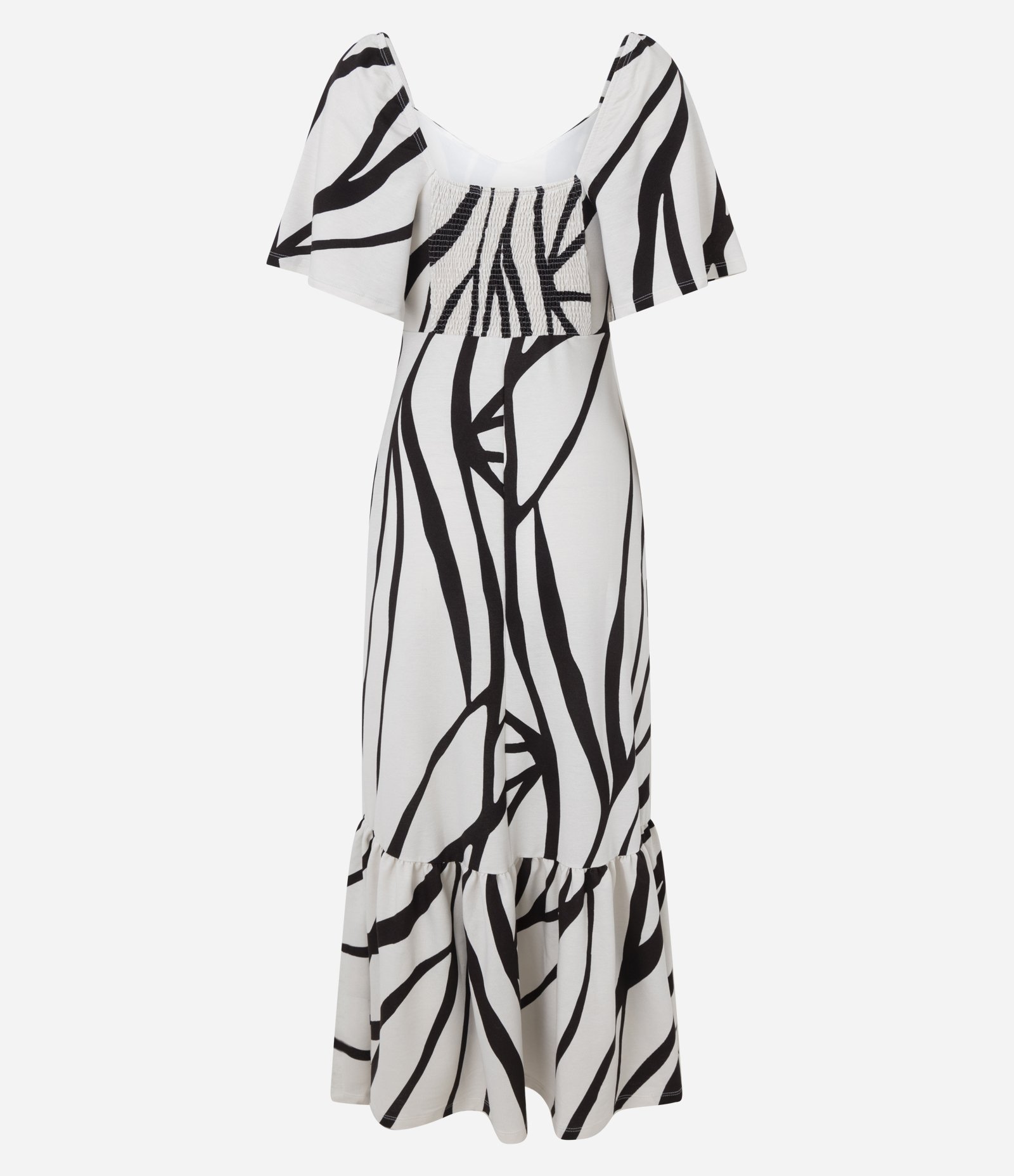 Vestido Godê Midi em Viscose com Estampa Abstrata Off White 7