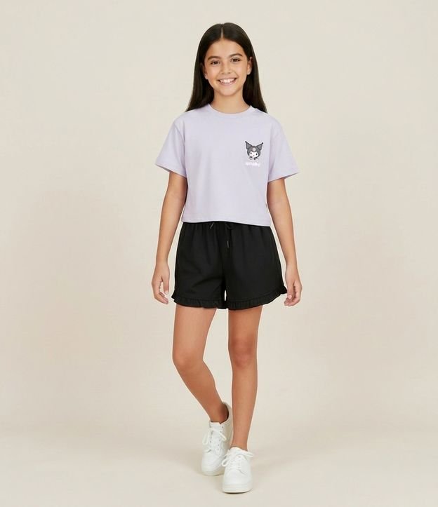 Camiseta Relaxed Infantil com Estampa Moods Kuromi - Tam 6 a 14