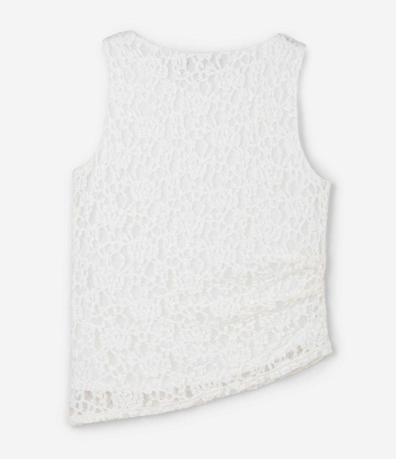Blusa sem Manga em Renda com Barra Assimétrica Curve & Plus Size Branco 2