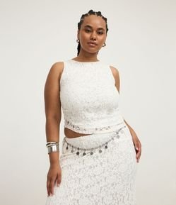 Blusa sem Manga em Renda com Barra Assimétrica Curve & Plus Size